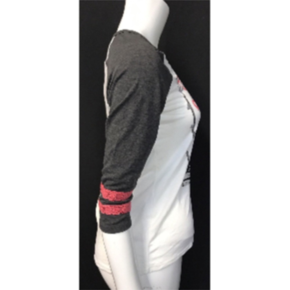 Girls Lily Blue LS Raglan Paris Gray White T Shirt - Picture 4 of 7
